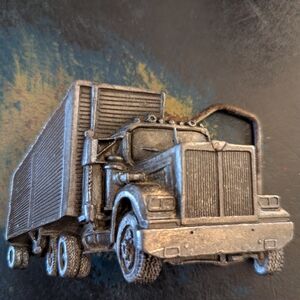 Vintage 1979 Silver Tone Semi Truck Belt Buckle